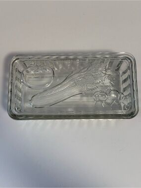 Vintage Federal Glass Vegetable Refrigerator Dish Clear